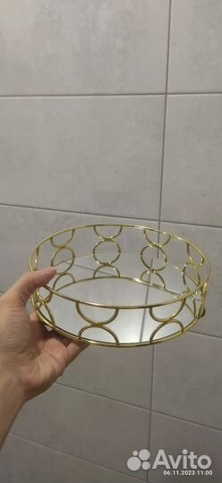 Зеркальный золотой поднос
