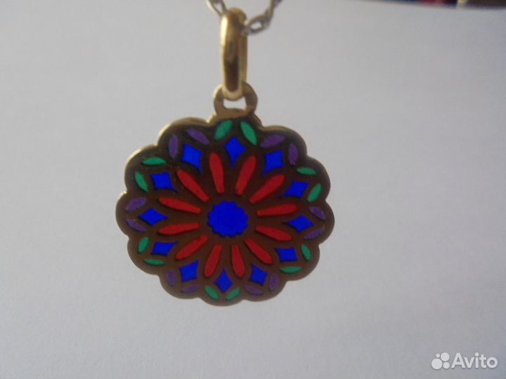 Золот подвеска витражн эмаль 3 гр 700 проба Европа