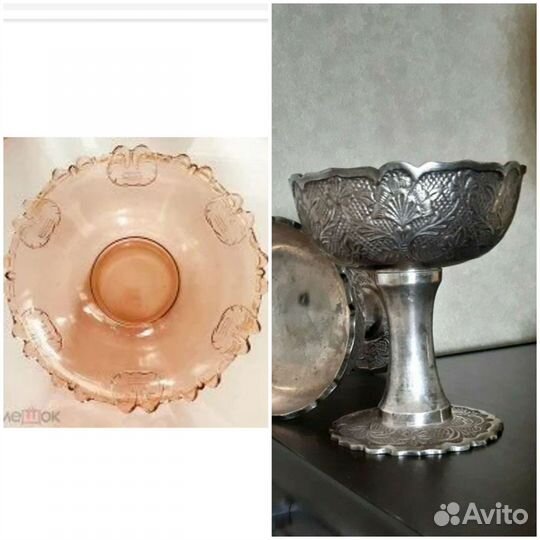 Ваза карамельное стекло, креманки Индия, ретро