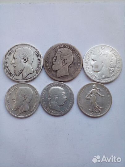 Монеты Европы XlX века-серебро