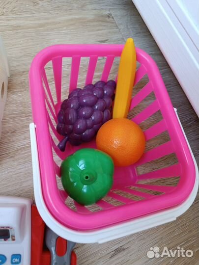 Детская касса, овощи, фрукты, корзинка