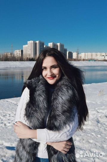 Зимняя женская куртка жилетка из песца