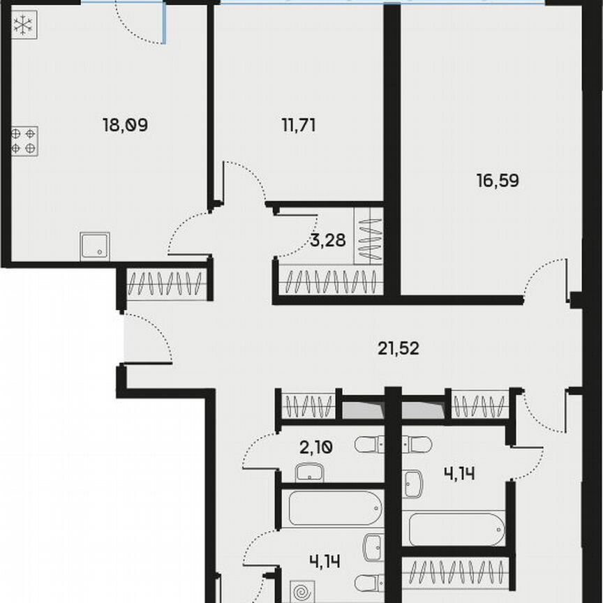 4-к. квартира, 109,7 м², 8/9 эт.