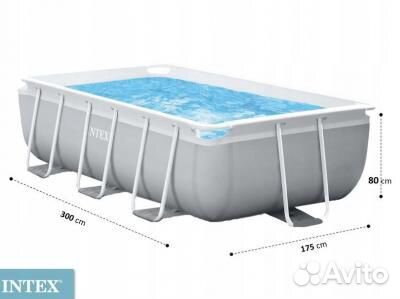 26784 Intex Каркасный бассейн 300х175х80. 3539л
