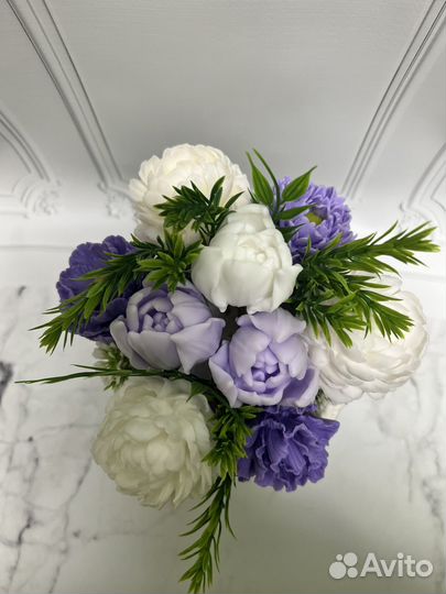 Букет цветов из мыла. Пионы и тюльпаны