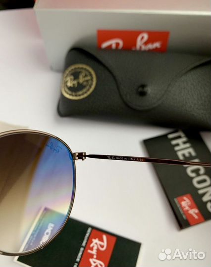 Очки ray ban round metal коричневые