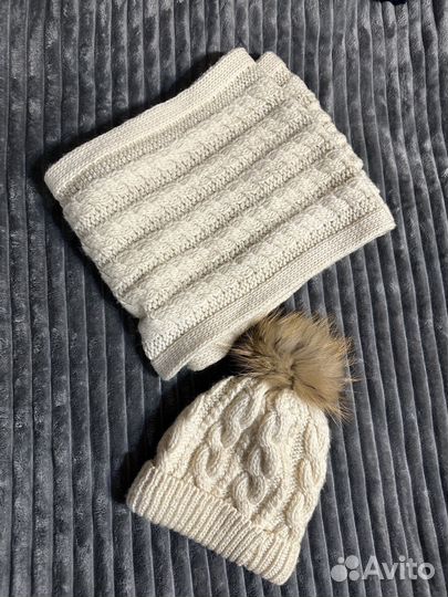 Комплект шапка шарф шерсть шапка с ушками