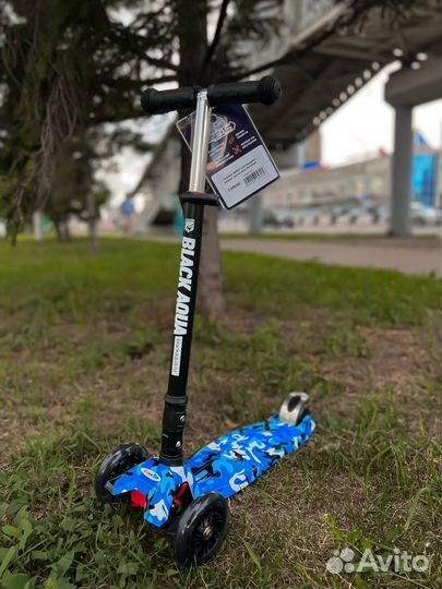 Самокат детский 3х колесный Black Aqua