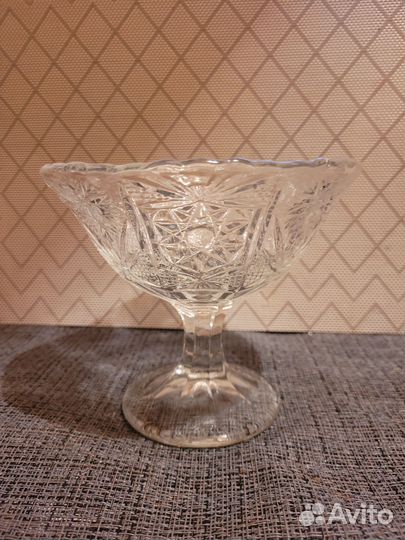 Ваза для фруктов на ножке стекло СССР