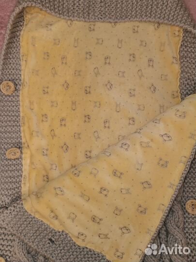 Конверт теплый вязаный на выписку в коляску