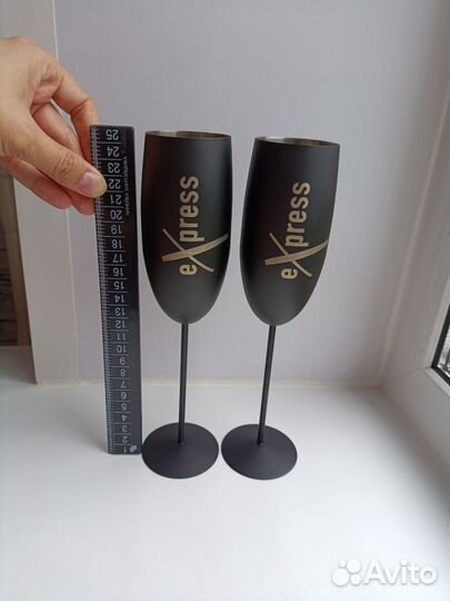 Новые бокалы для шампанского метал черные 2 шт