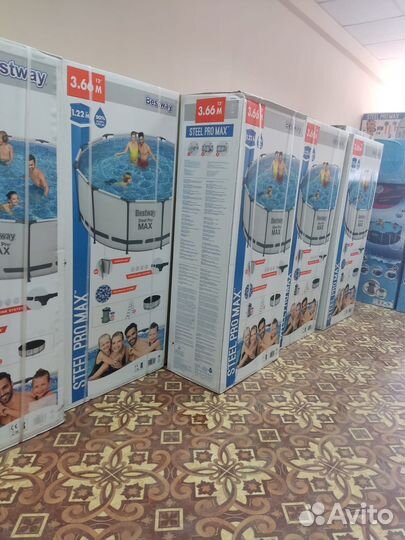 Каркасный бассейн 366 на 122 серый