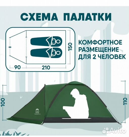 Палатка 2 х местная Jungle Camp Toronto