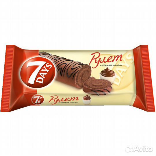 Рулет 7 Дейс (7Days) Бисквитный Какао 300г