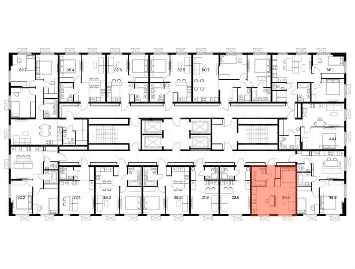 1-к. квартира, 34,6 м², 25/25 эт.