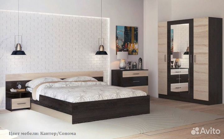 Спальный гарнитур Леси с 4-х ств. шкафом