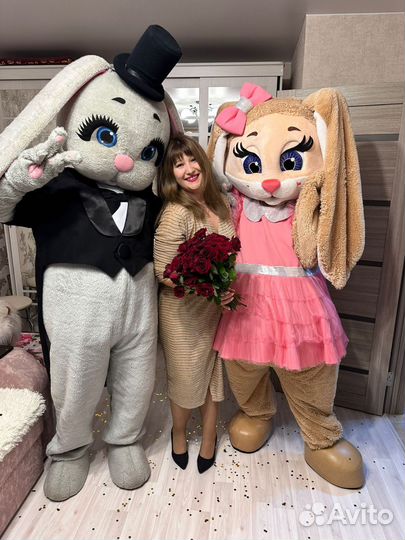 Белый мишка,Зайчик,Обезьяна,Аниматор,Поздравление