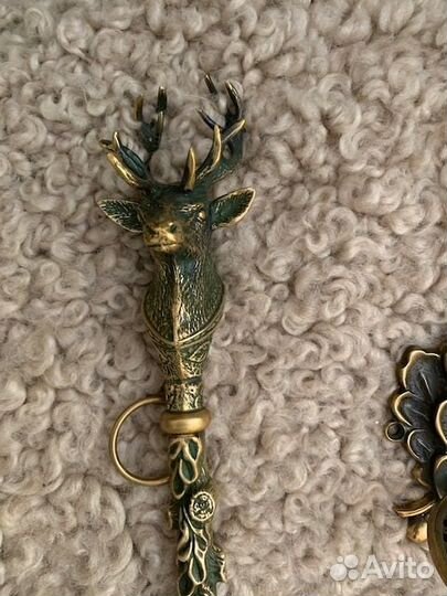 Ложка для обуви с держателем, бронза