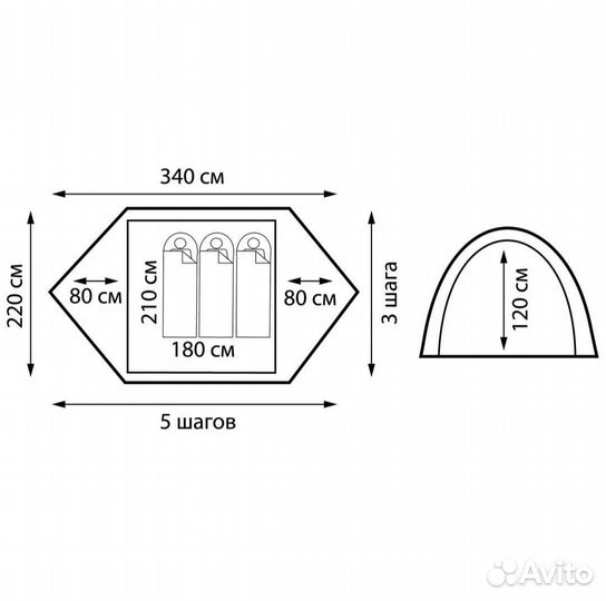 Палатка 3-местная Teslin 3 Outventure, бу