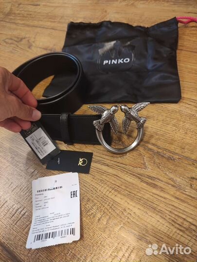 Ремень черный Pinko XS оригинал кожаный шир 4 см