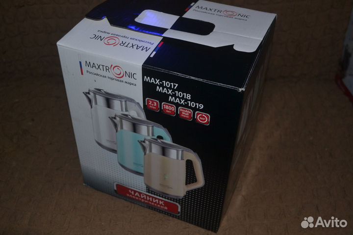 Электрический чайник Maxtronic MAX-1018, бирюзовый