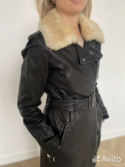 Дубленка винтажный кожаный плащ Burberry оригинал