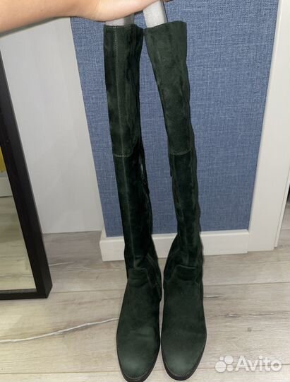 Замшевые сапоги ботфорты эконика 37