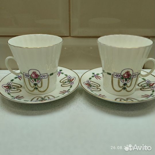 Кофейная пара лфз костяной фарфор СССР