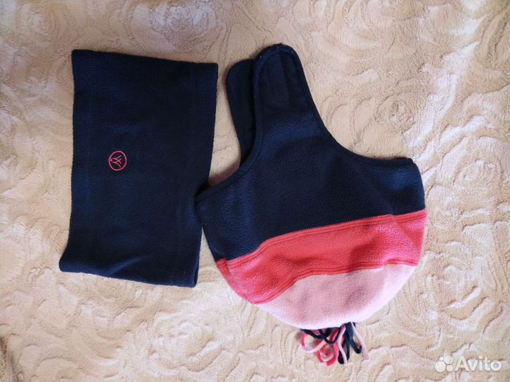 Шапка и снуд флисовые на весну/осень 122-134