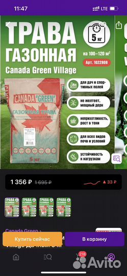 Семена газонной травы