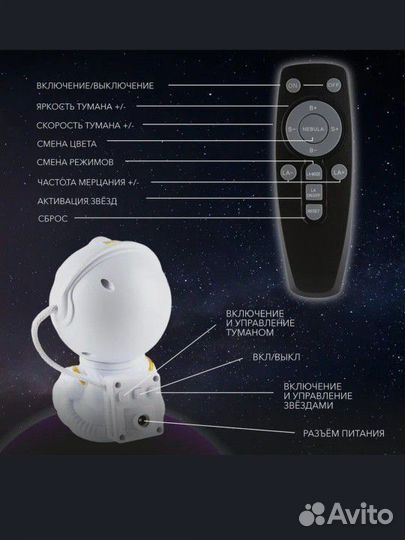 Ночник проектор космонавт