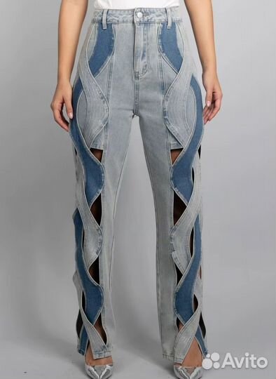 Джинсы женские с декоративной вставкой