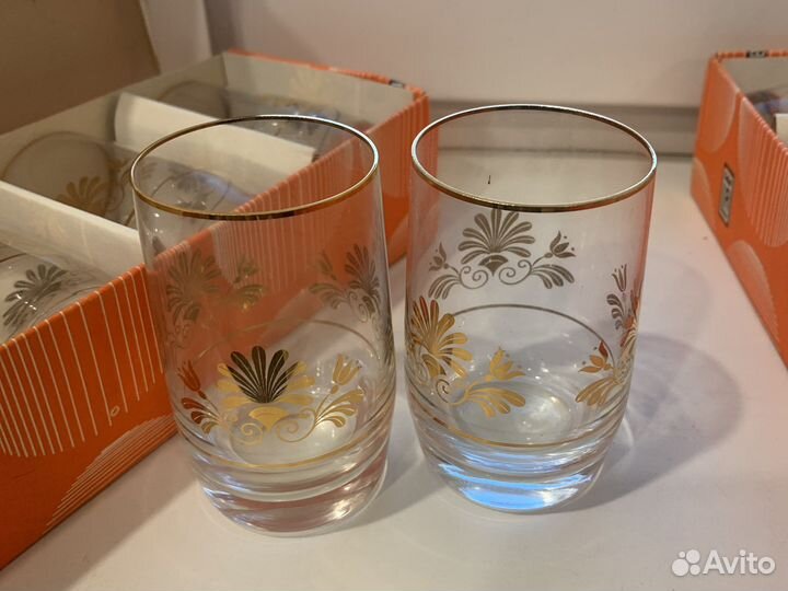 Стаканы рюмки с позолотой