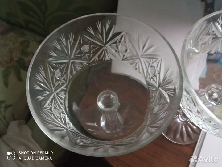 Хрустальная ваза Чехия на ножке