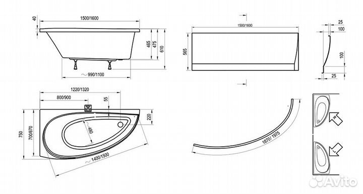 Ванна стальная BLB universal HG 170х75, белая, без отверстий для ручек
