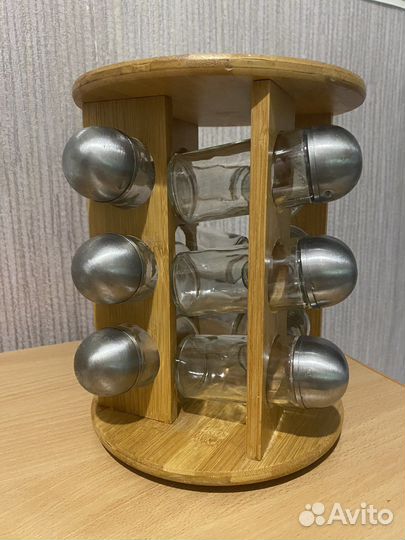 Подставка полка крутящаяся для специй из бамбука