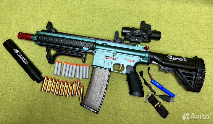 Игрушечный автомат бластер М416 с гильзами Nerf