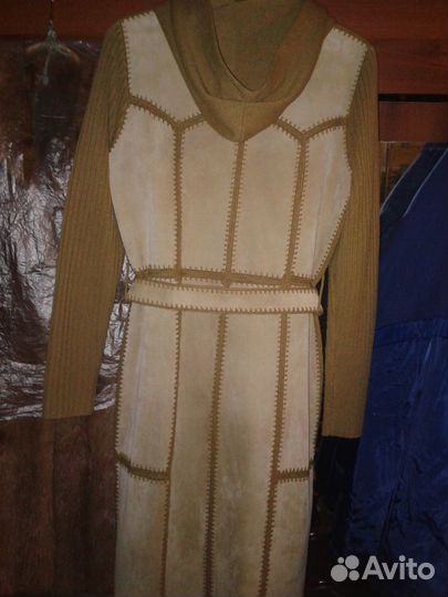 Кожаный плащ (р.44) с капюшоном unit на лёгкую осе