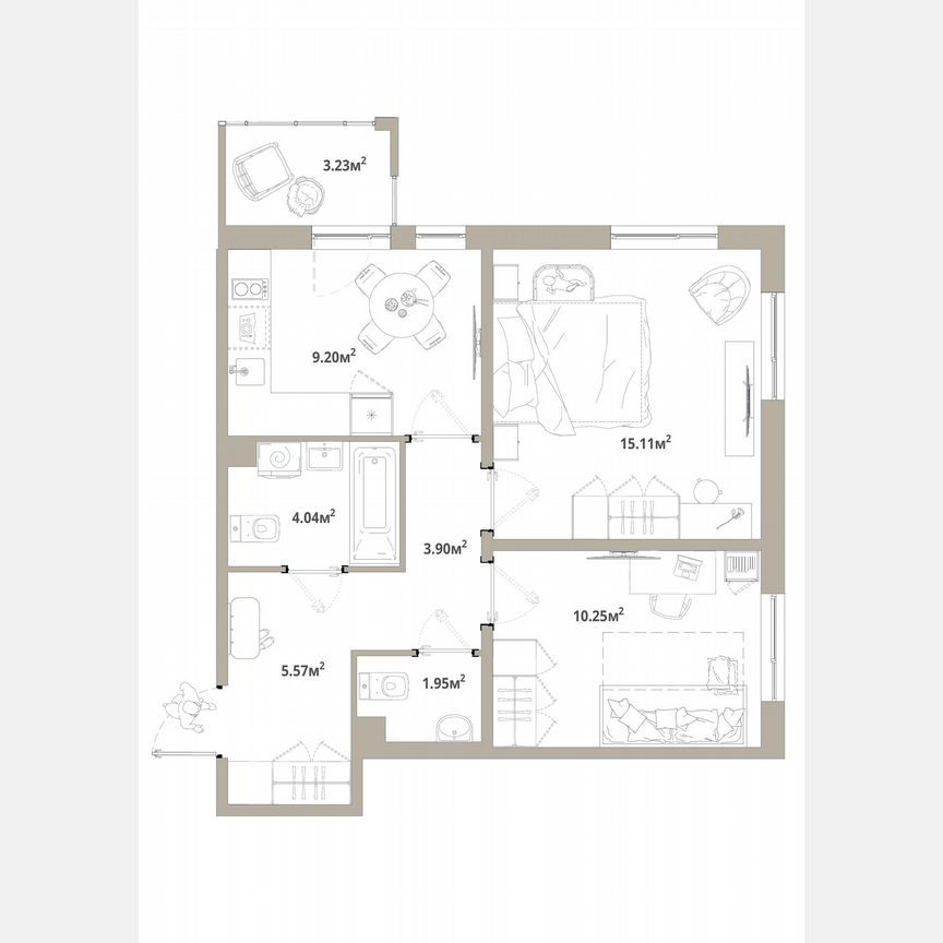 2-к. квартира, 51 м², 3/12 эт.