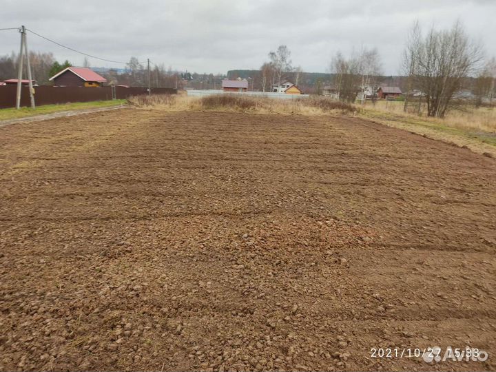 Вспашка земли, активной фрезой, газон под ключ