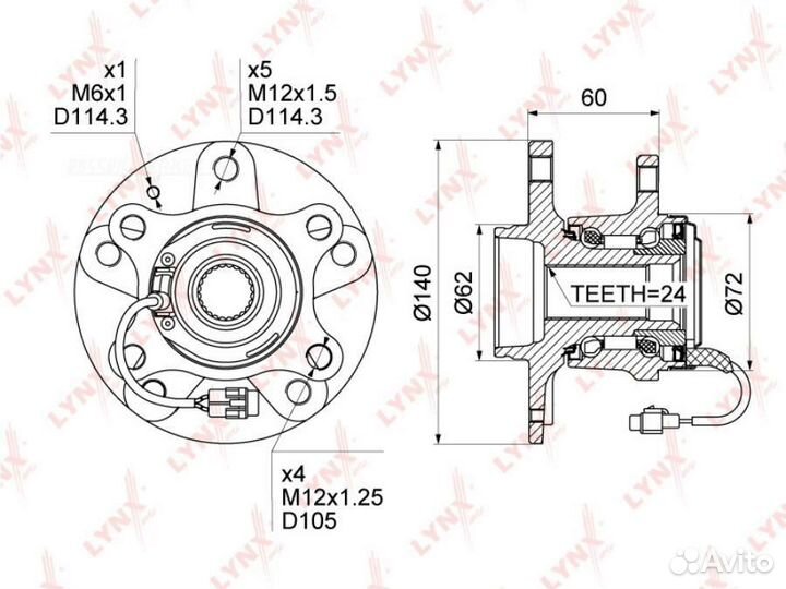 Lynxauto WH-1022 Ступица колеса зад прав/лев