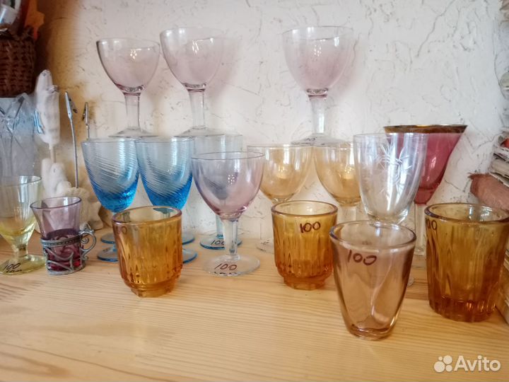 Советские рюмки и стопки из цветного стекла