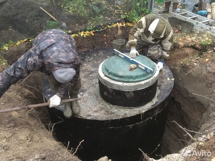 Септик, сливная яма из жб колец, скважина под ключ