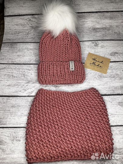 Комплект детский шапка и снуд Ручная работа