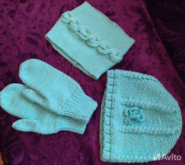 Комплект шапка, шарф, варежки.Ручная работа