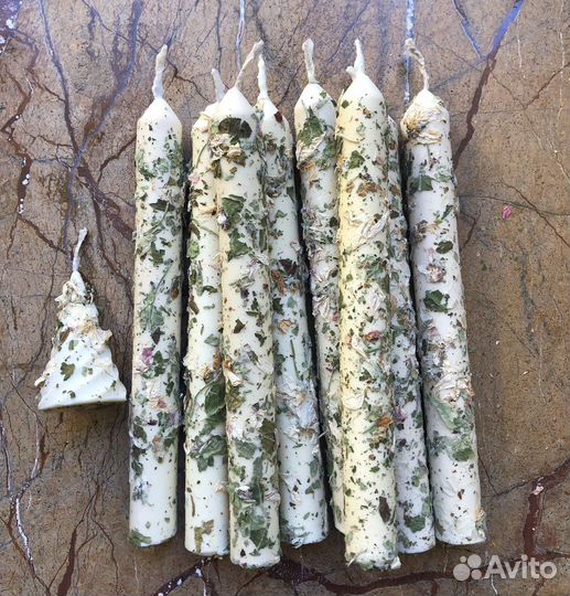 Свечи натуральный пчелиный воск с цветами яблони