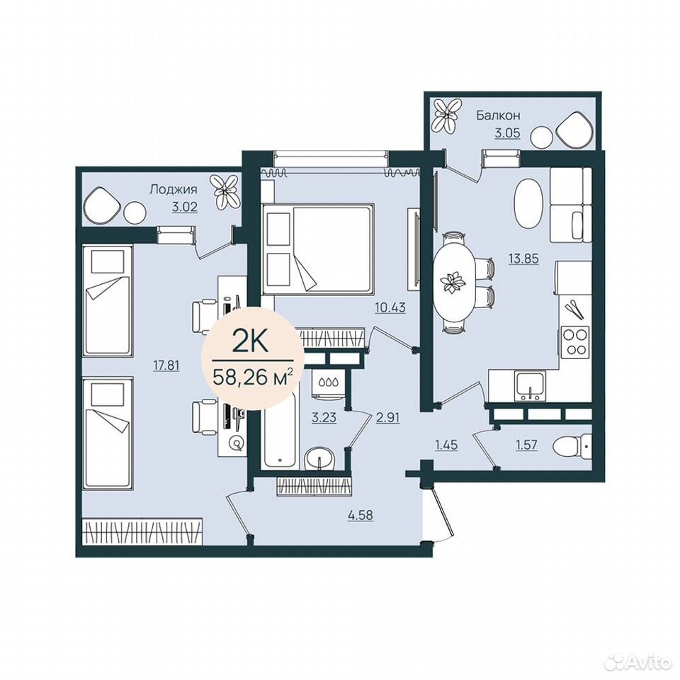 2-к. квартира, 58,3 м², 7/12 эт., Херсон