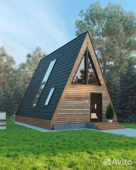 Каркасный дом в стиле A-frame 60 м2