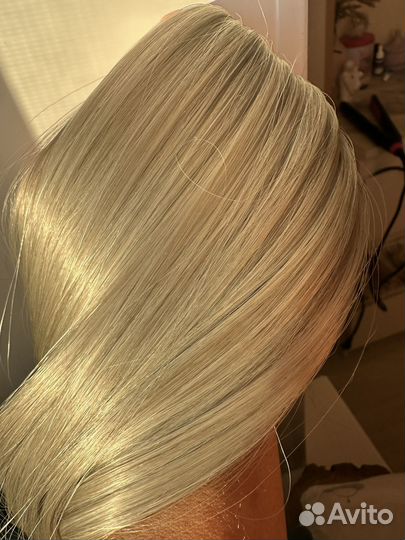 Волосы на заколках блонд новые
