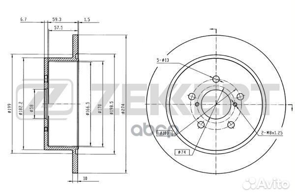 Диск торм. зад. Subaru Legacy (BL BP) 03- Out